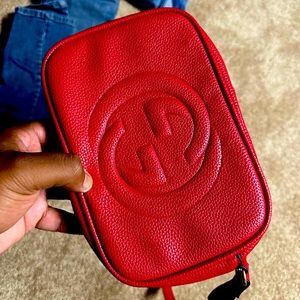 GUCCI RED GRAINED LEATHER SOHO DISCO